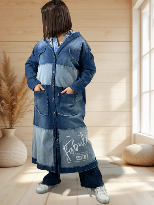 LAURY - TRENCH EN JEAN A CAPUCHE JUSQU'A LA TAILLE 52/54