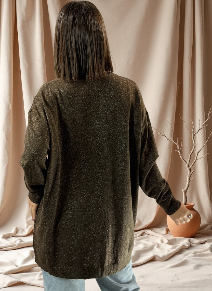 KELLY - PULL MARRON SCINTILLANT JUSQU'A LA TAILLE 52