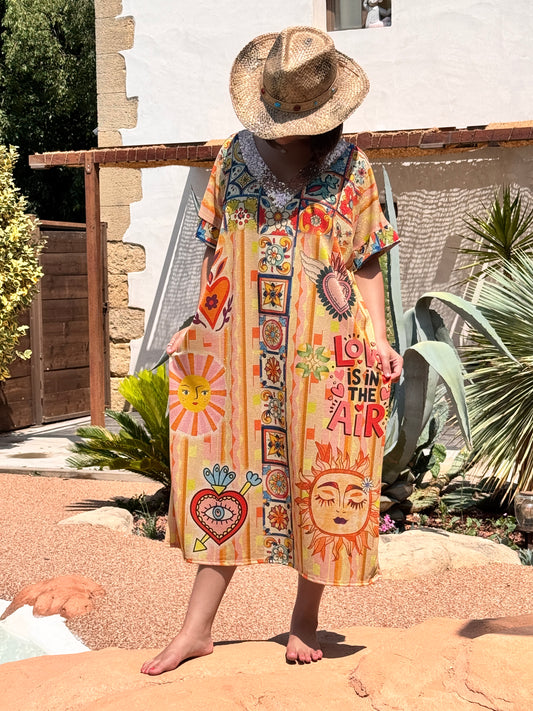 ROSANA - ROBE FLUIDE SCINTILLANTE OVERSIZE A MOTIF JUSQU'A LA TAILLE 50/52 REF7