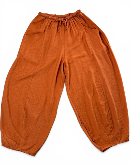 MAXOU - PANTALON TERRACOTTA COUPE BARREL FLUIDE TAILLE 48 A 54