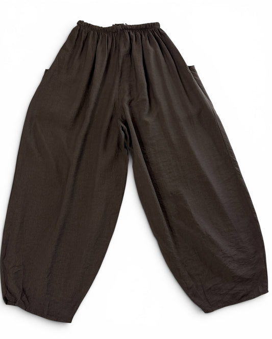 MAXOU - PANTALON MARRON COUPE BARREL FLUIDE TAILLE 48 A 54