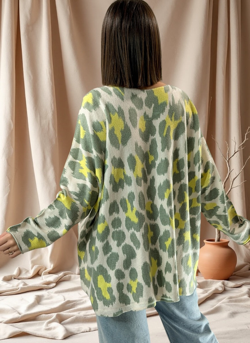 LEONARD - PULL OVERSIZE LEOPARD JUSQU'A LA TAILLE 54