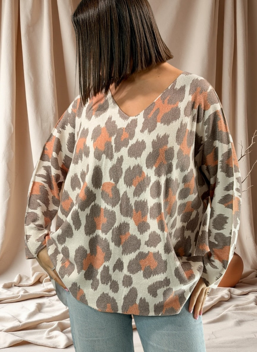LEONARD - PULL OVERSIZE LEOPARD JUSQU'A LA TAILLE 54