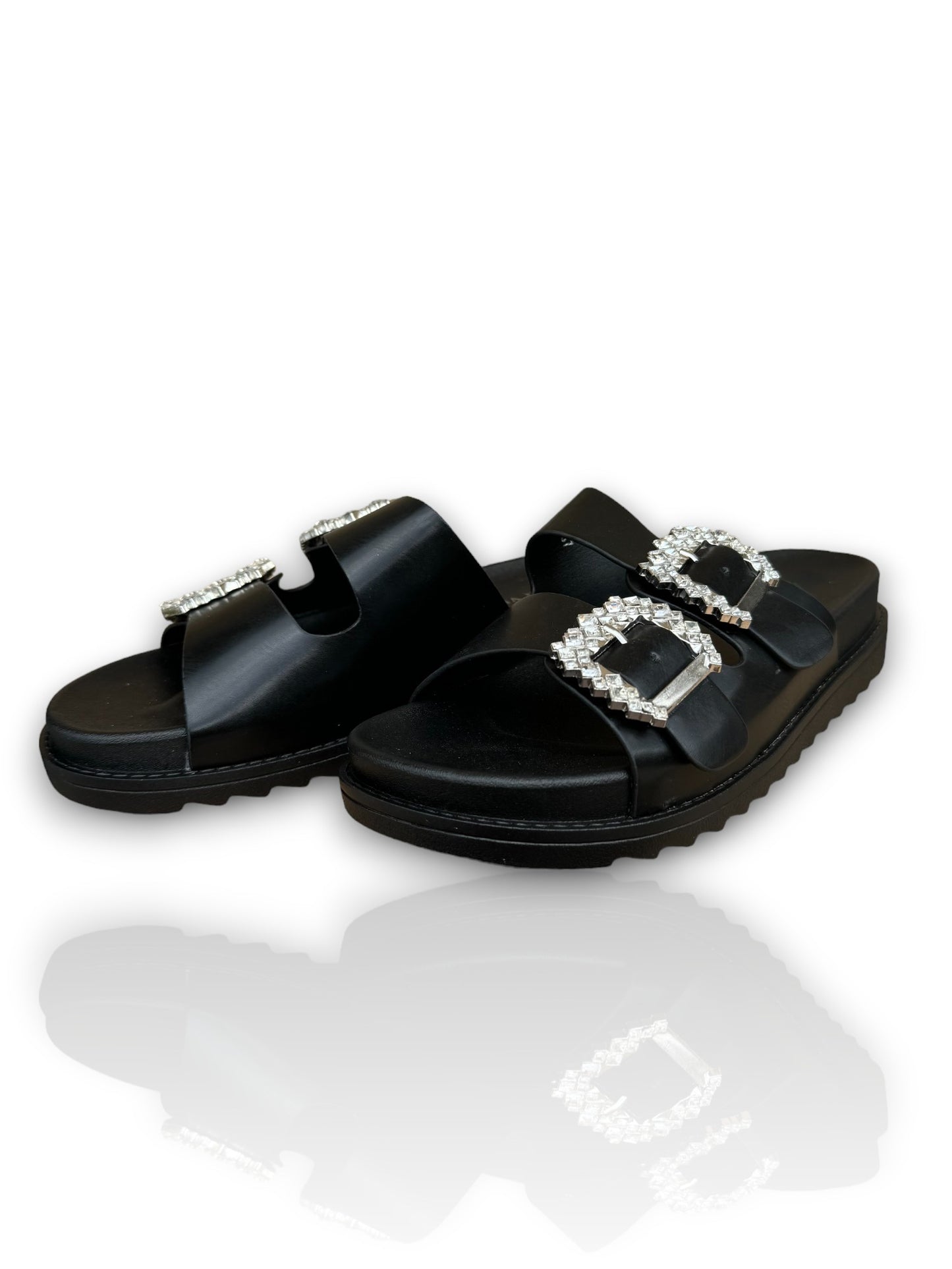 SANDALES FIRENZE NOIRE BOUCLE EN STRASS