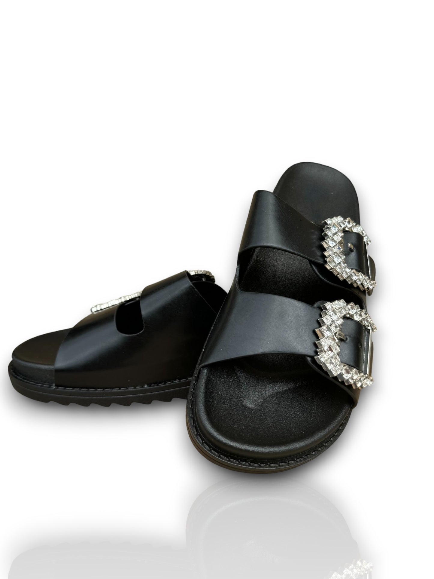 SANDALES FIRENZE NOIRE BOUCLE EN STRASS