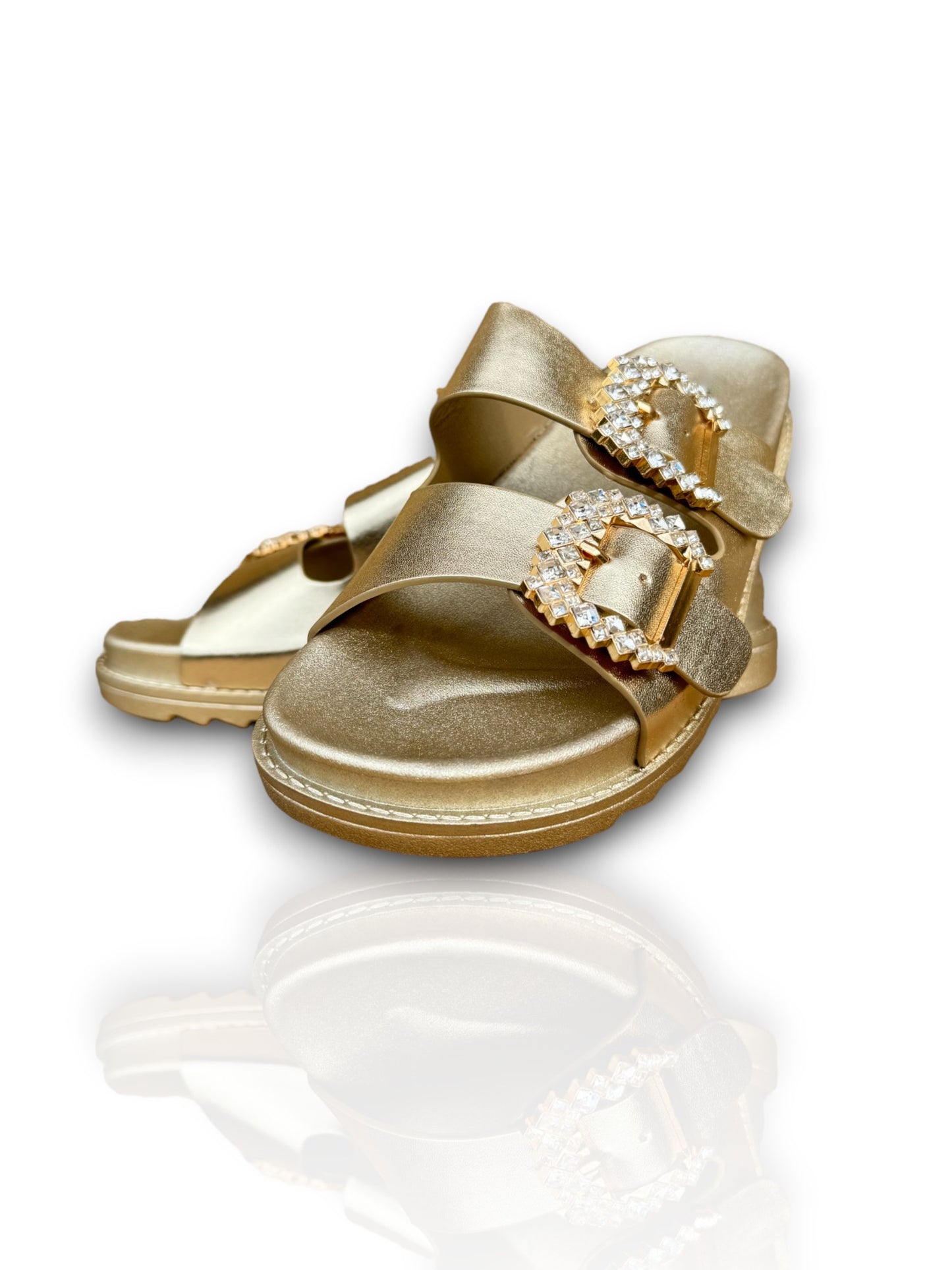 SANDALES FIRENZE GOLD BOUCLE EN STRASS