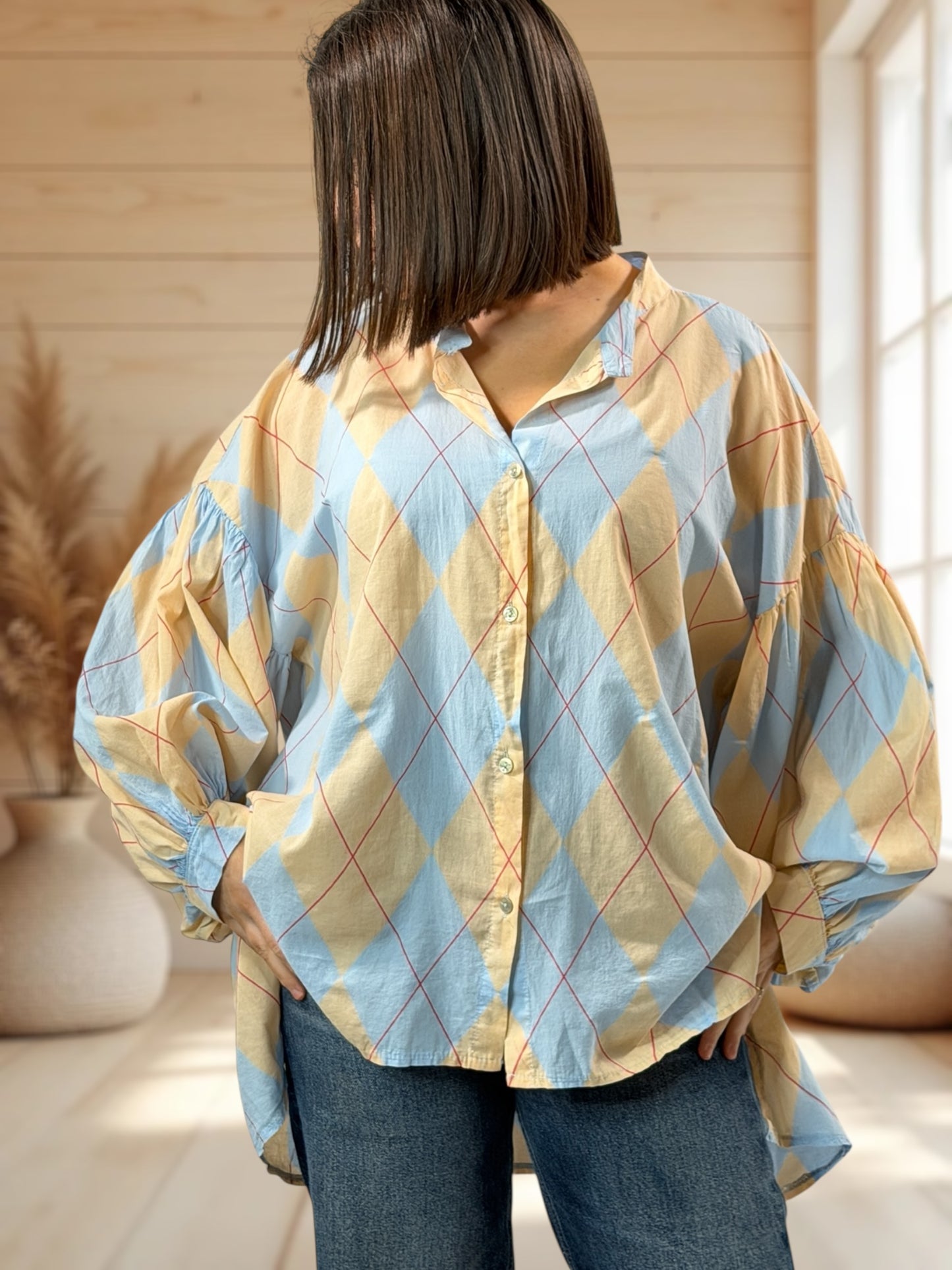 LUCINDA - BLOUSE A CARREAUX JUSQU'A LA TAILLE 54