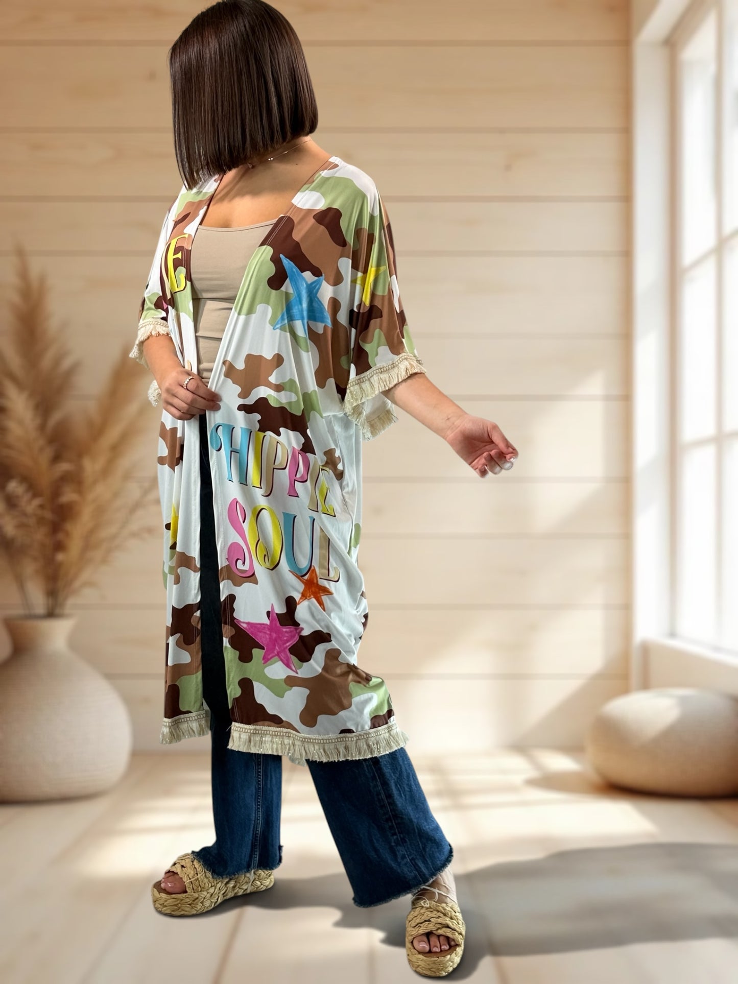 CHEYENNE - KIMONO OVERSIZE A MOTIF JUSQU'A LA TAILLE 54/56