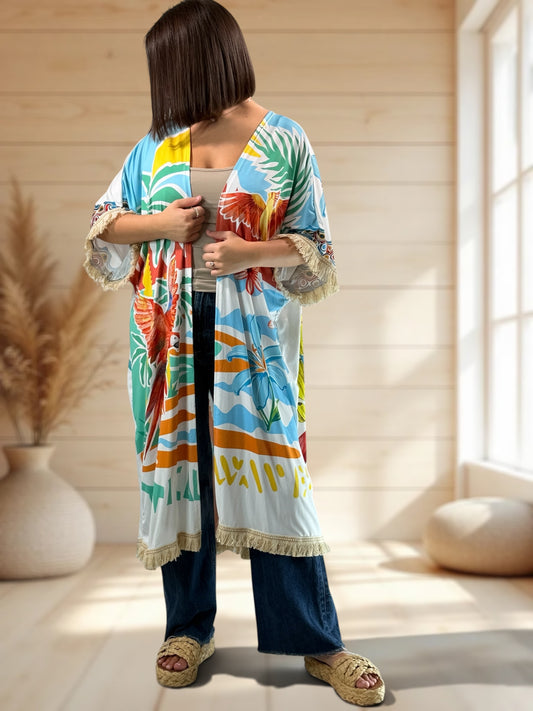 CHEYENNE - KIMONO OVERSIZE A MOTIF JUSQU'A LA TAILLE 54/56