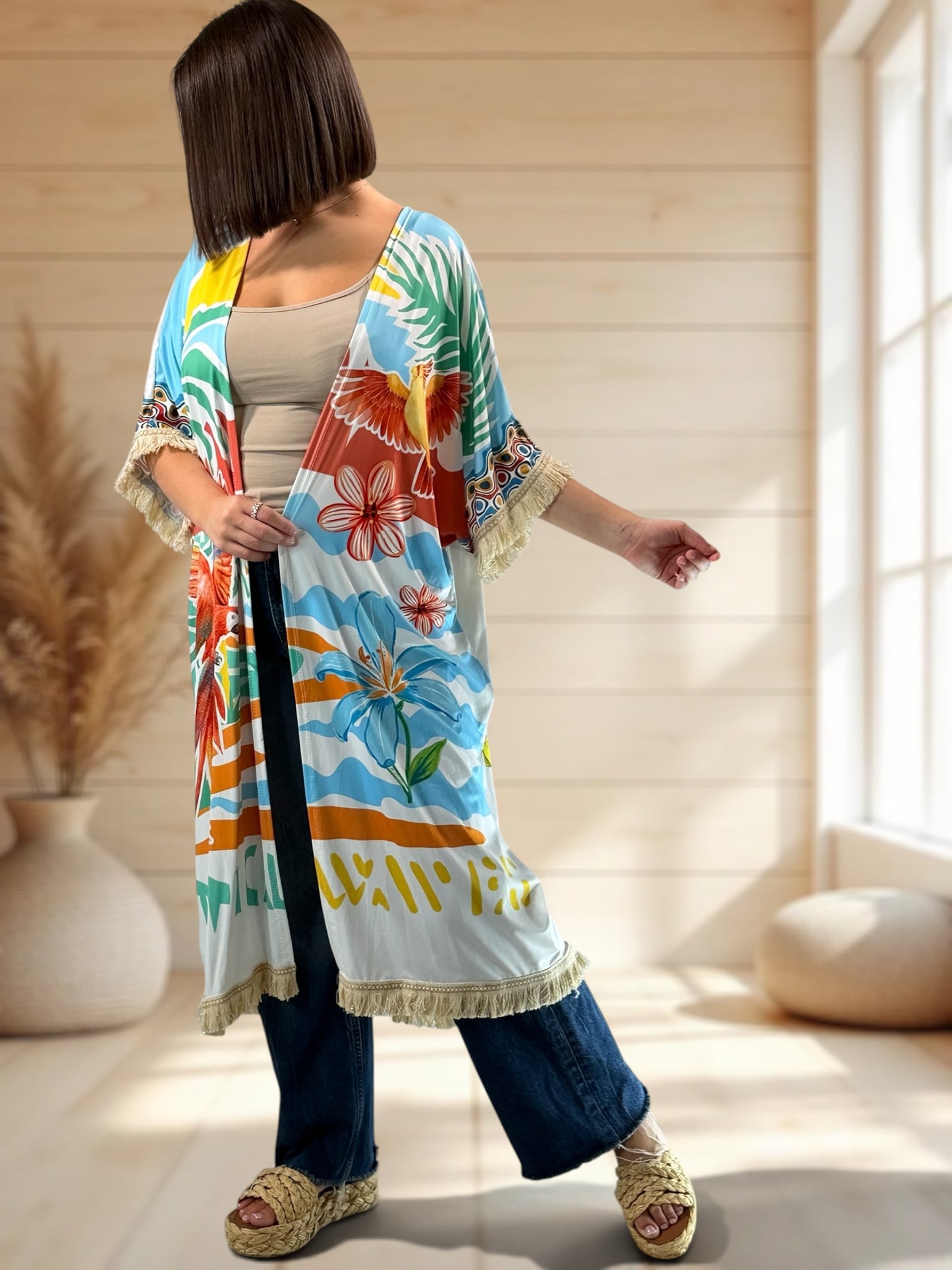 CHEYENNE - KIMONO OVERSIZE A MOTIF JUSQU'A LA TAILLE 54/56