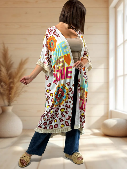 CHEYENNE - KIMONO OVERSIZE A MOTIF JUSQU'A LA TAILLE 54/56