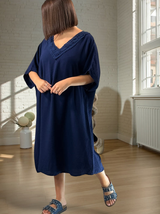 AURELIE - ROBE MARINE OVERSIZE JUSQU'A LA TAILLE 54