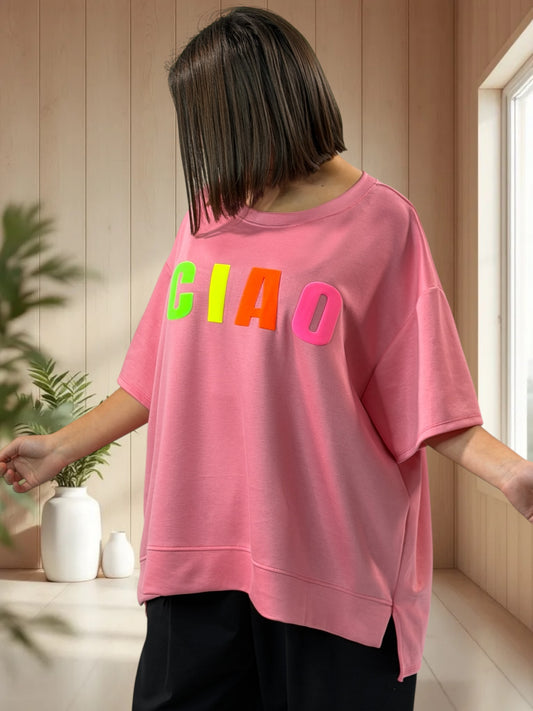 NOHA - SWEAT TEE-SHIRT OVERSIZE ROSE JUSQU'A LA TAILLE 54