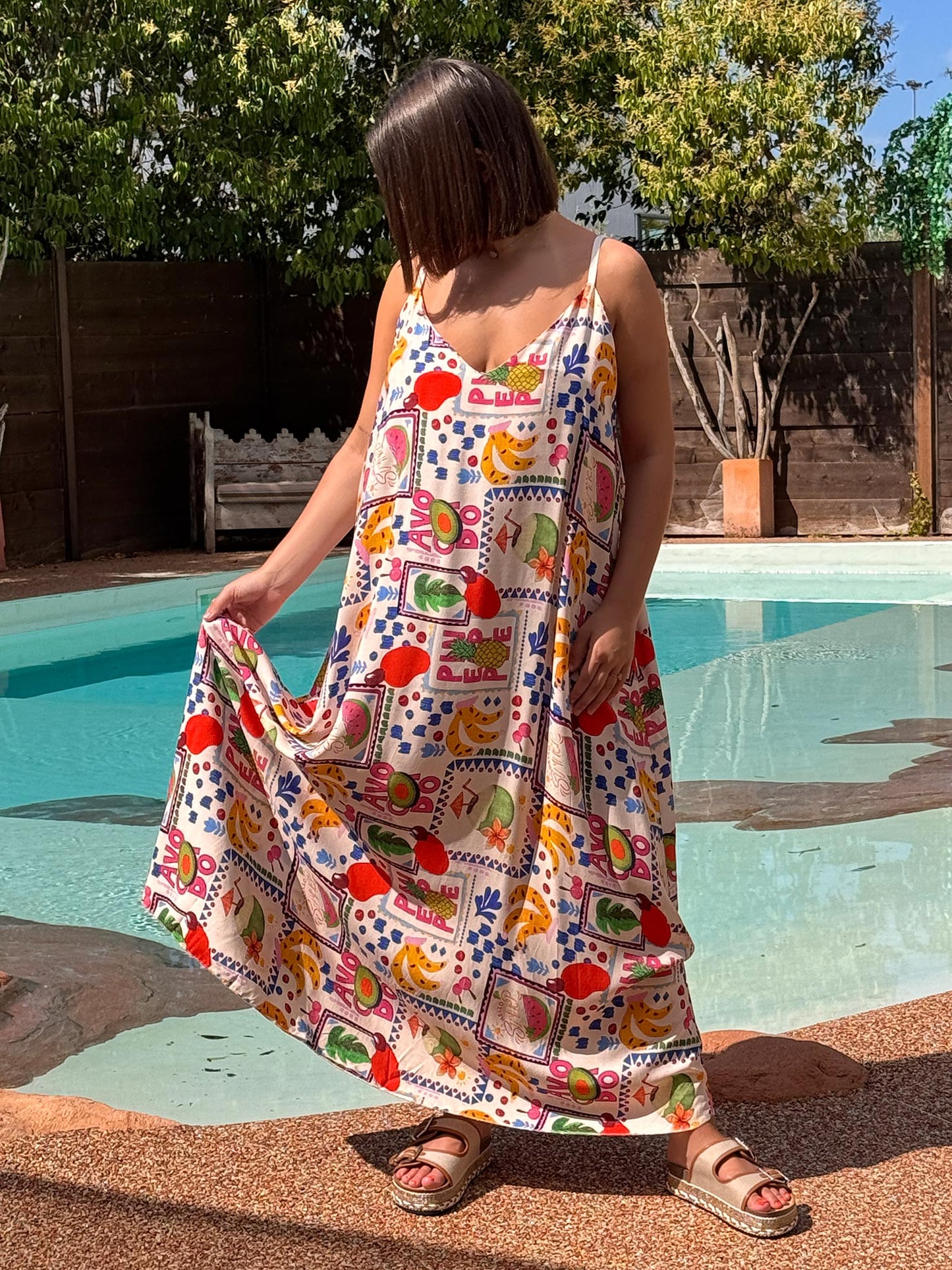 SOLELUNA - ROBE FLUIDE A MOTIF JUSQU'A LA TAILLE 54 REF7