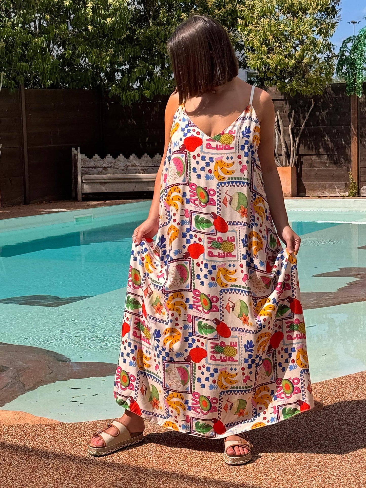 SOLELUNA - ROBE FLUIDE A MOTIF JUSQU'A LA TAILLE 54 REF7