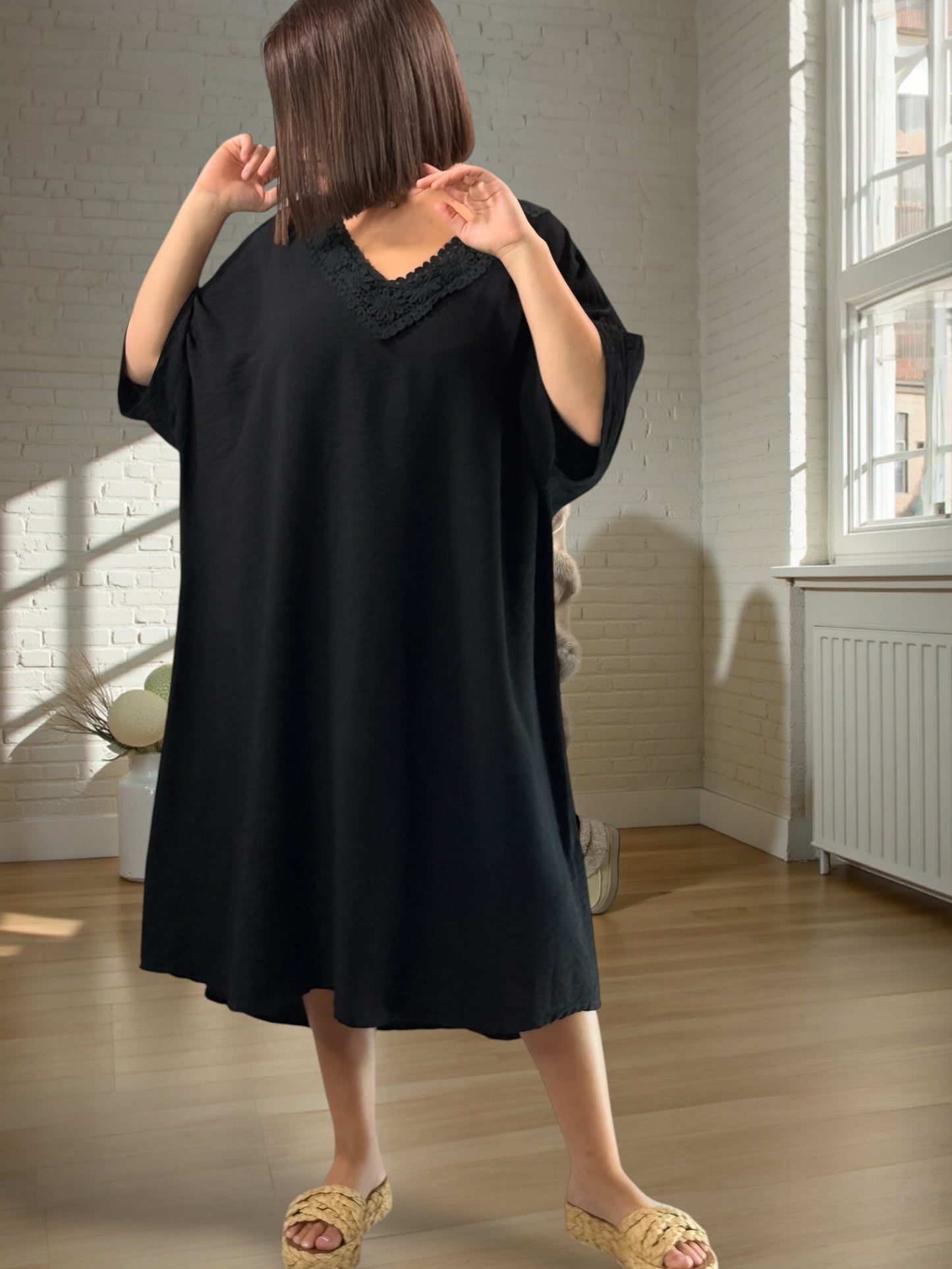 AURELIE - ROBE NOIRE OVERSIZE JUSQU'A LA TAILLE 54