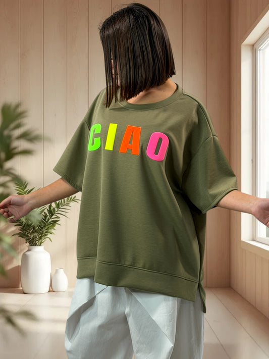 NOHA - SWEAT TEE-SHIRT OVERSIZE KAKI JUSQU'A LA TAILLE 54