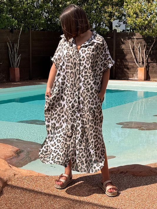 IBIZA - ROBE OVERSIZE LEOPARD JUSQU'A LA TAILLE 52/54