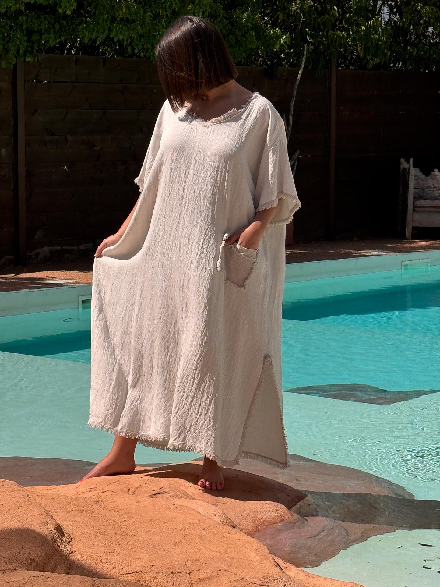 ABBY - ROBE OVERSIZE SABLE 1 POCHE JUSQU'A LA TAILLE 54