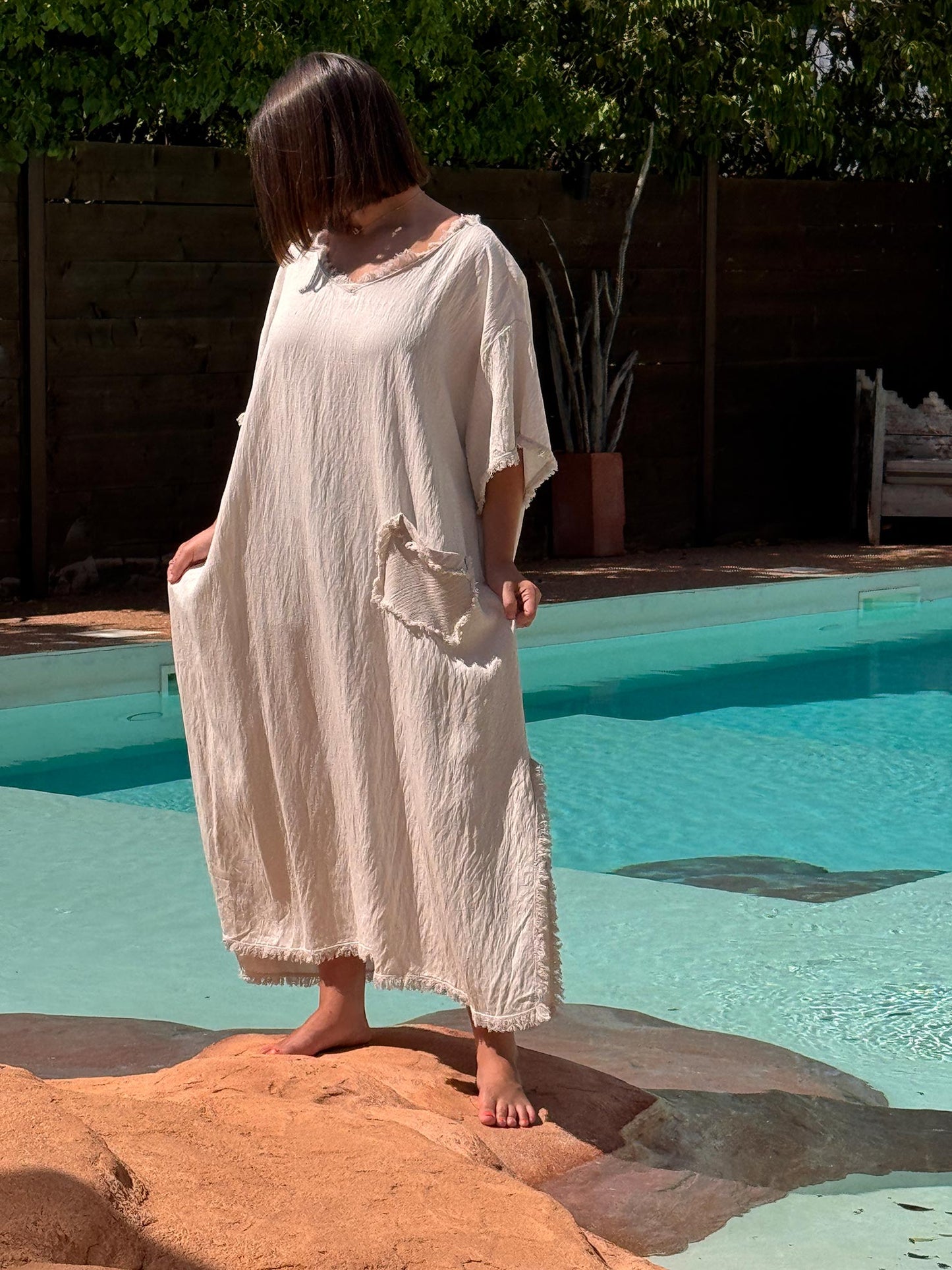 ABBY - ROBE OVERSIZE SABLE 1 POCHE JUSQU'A LA TAILLE 54