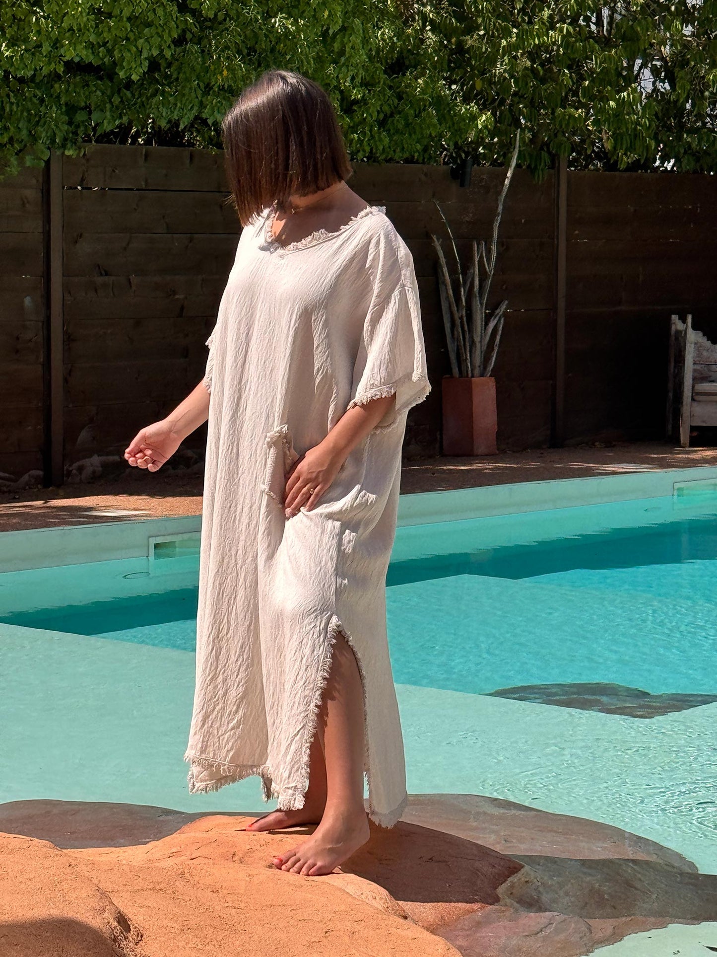 ABBY - ROBE OVERSIZE SABLE 1 POCHE JUSQU'A LA TAILLE 54