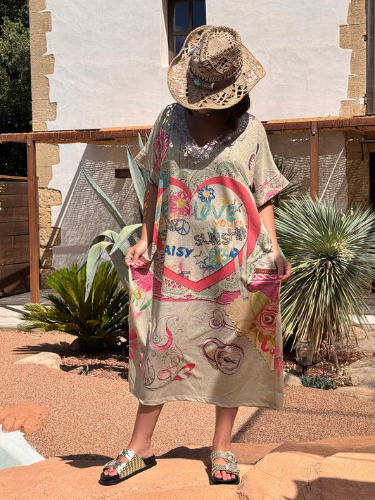 ROSANA - ROBE FLUIDE SCINTILLANTE OVERSIZE JUSQU'A LA TAILLE 50/52 REF9