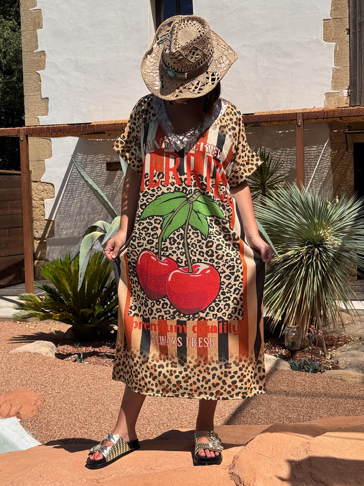 ROSANA - ROBE FLUIDE SCINTILLANTE OVERSIZE JUSQU'A LA TAILLE 50/52 REF14