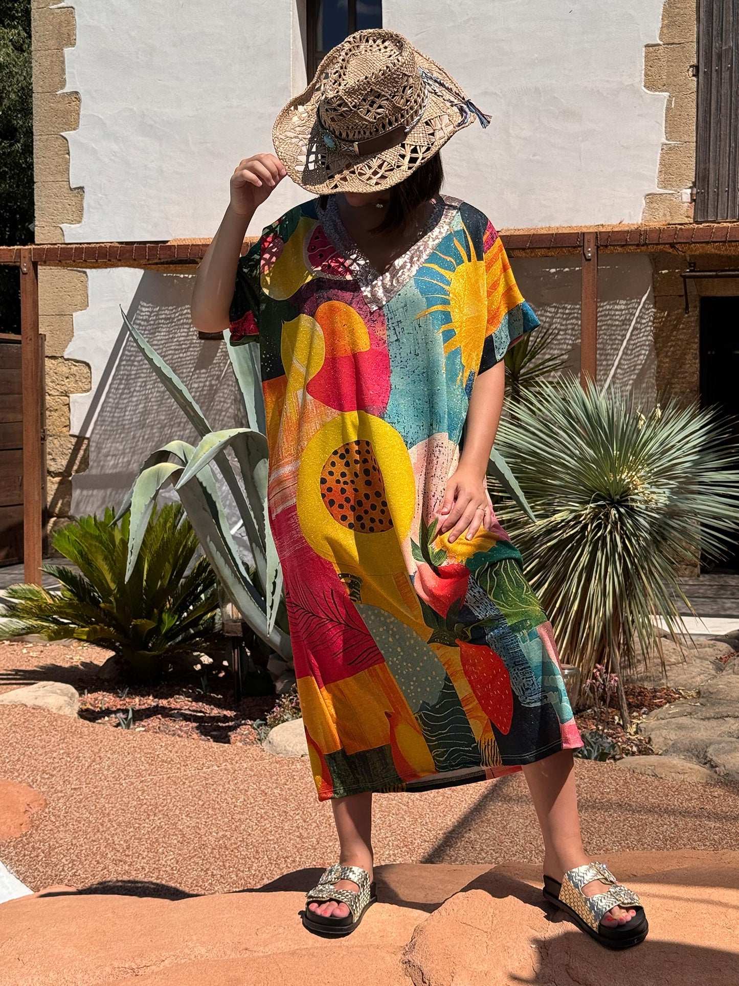 ROSANA - ROBE FLUIDE SCINTILLANTE OVERSIZE JUSQU'A LA TAILLE 50/52 REF10
