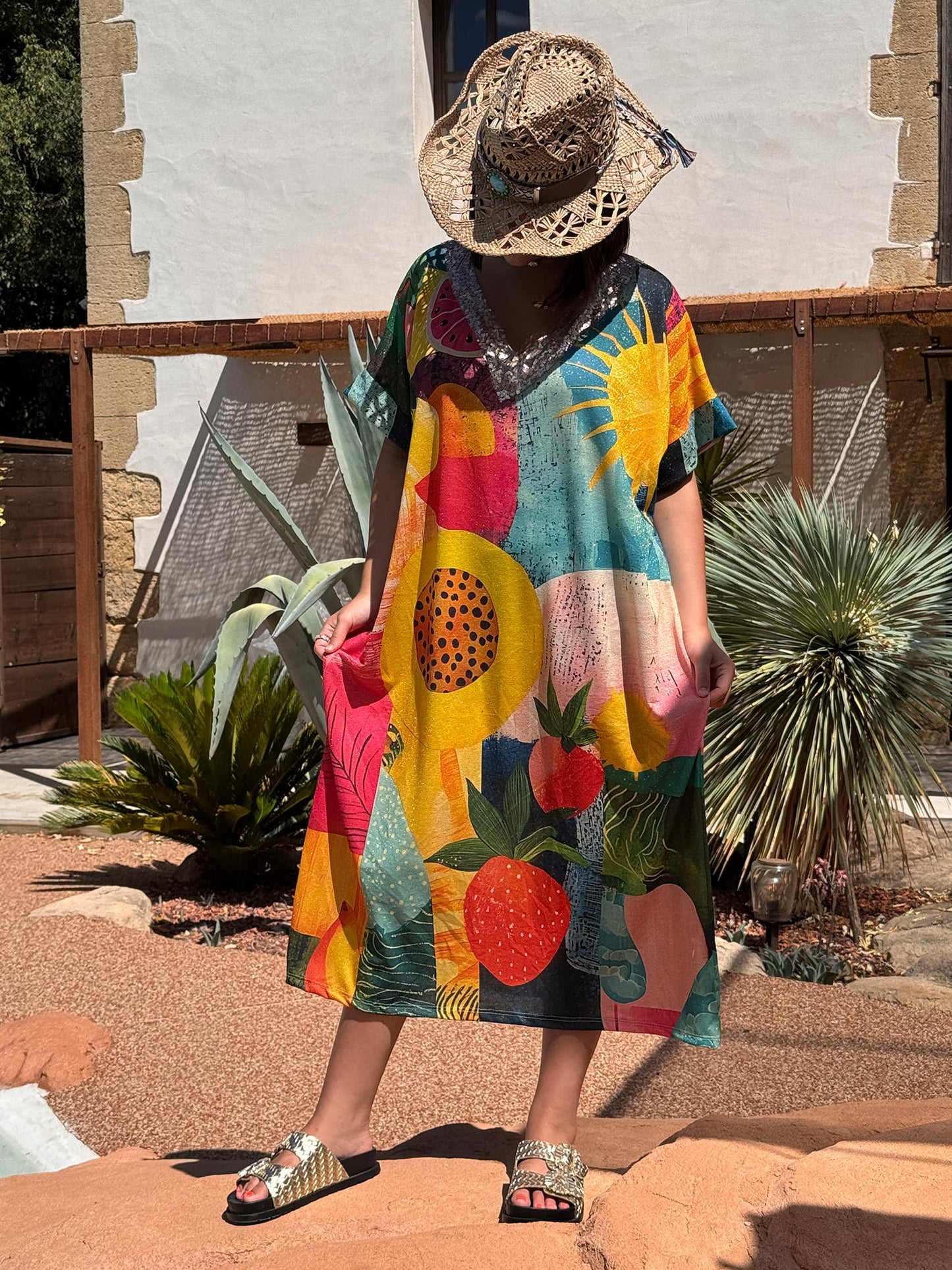 ROSANA - ROBE FLUIDE SCINTILLANTE OVERSIZE JUSQU'A LA TAILLE 50/52 REF10