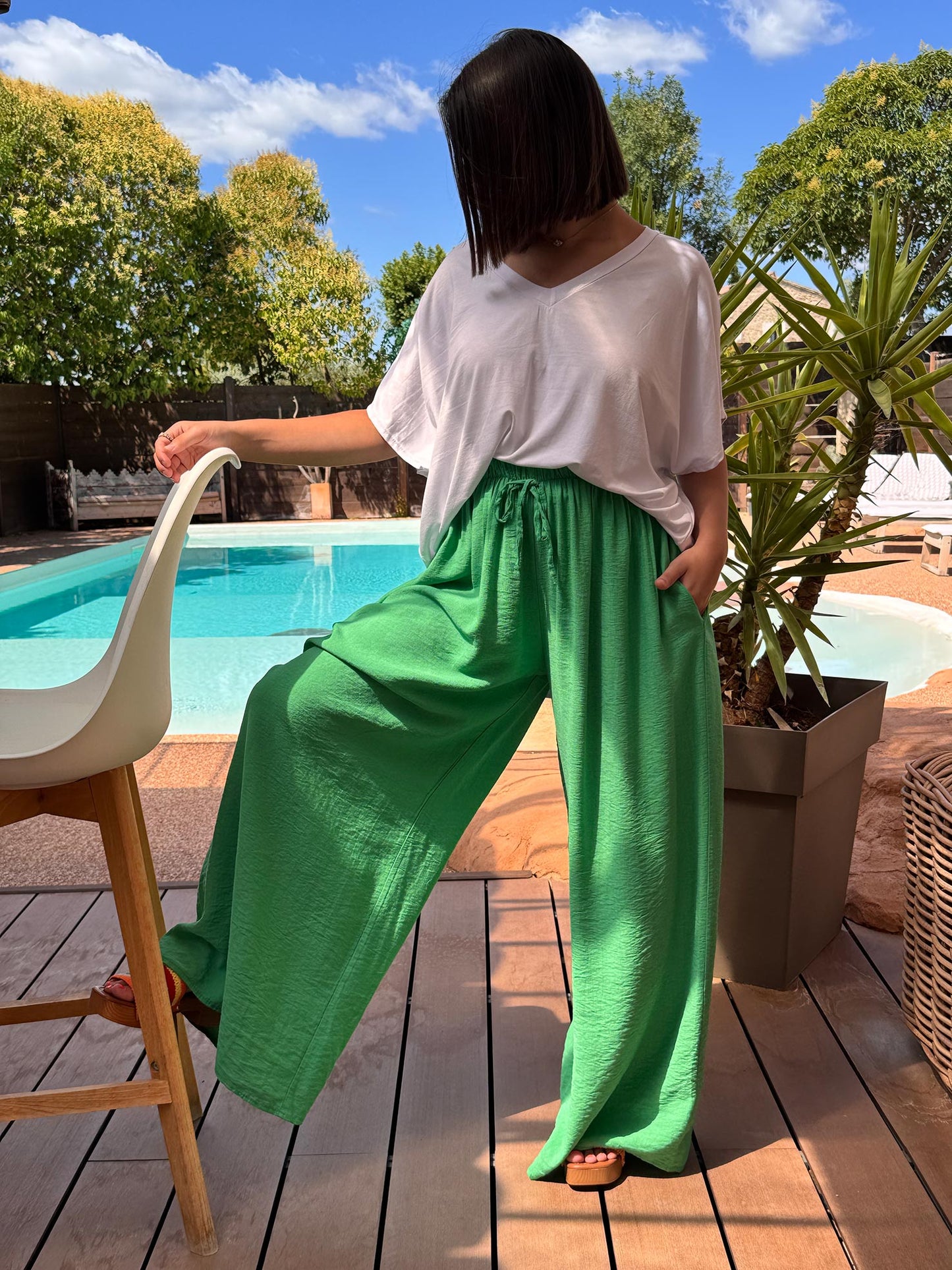 HUGO - PANTALON FLUIDE VERT TAILLE 46/48 A 54