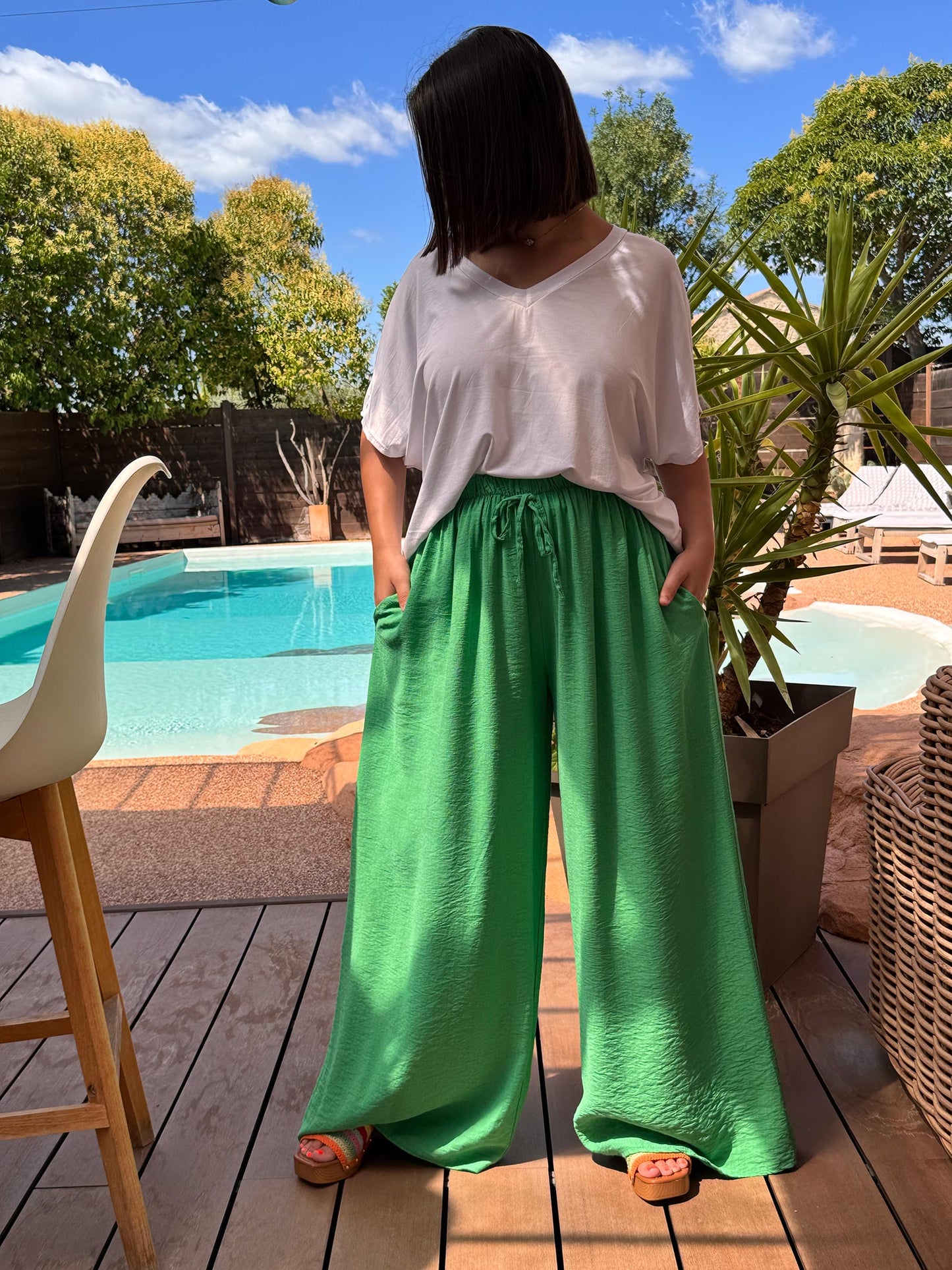 HUGO - PANTALON FLUIDE VERT TAILLE 46/48 A 54