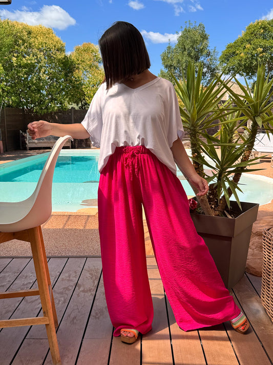 HUGO - PANTALON FLUIDE FUCHSIA TAILLE 46/48 A 54