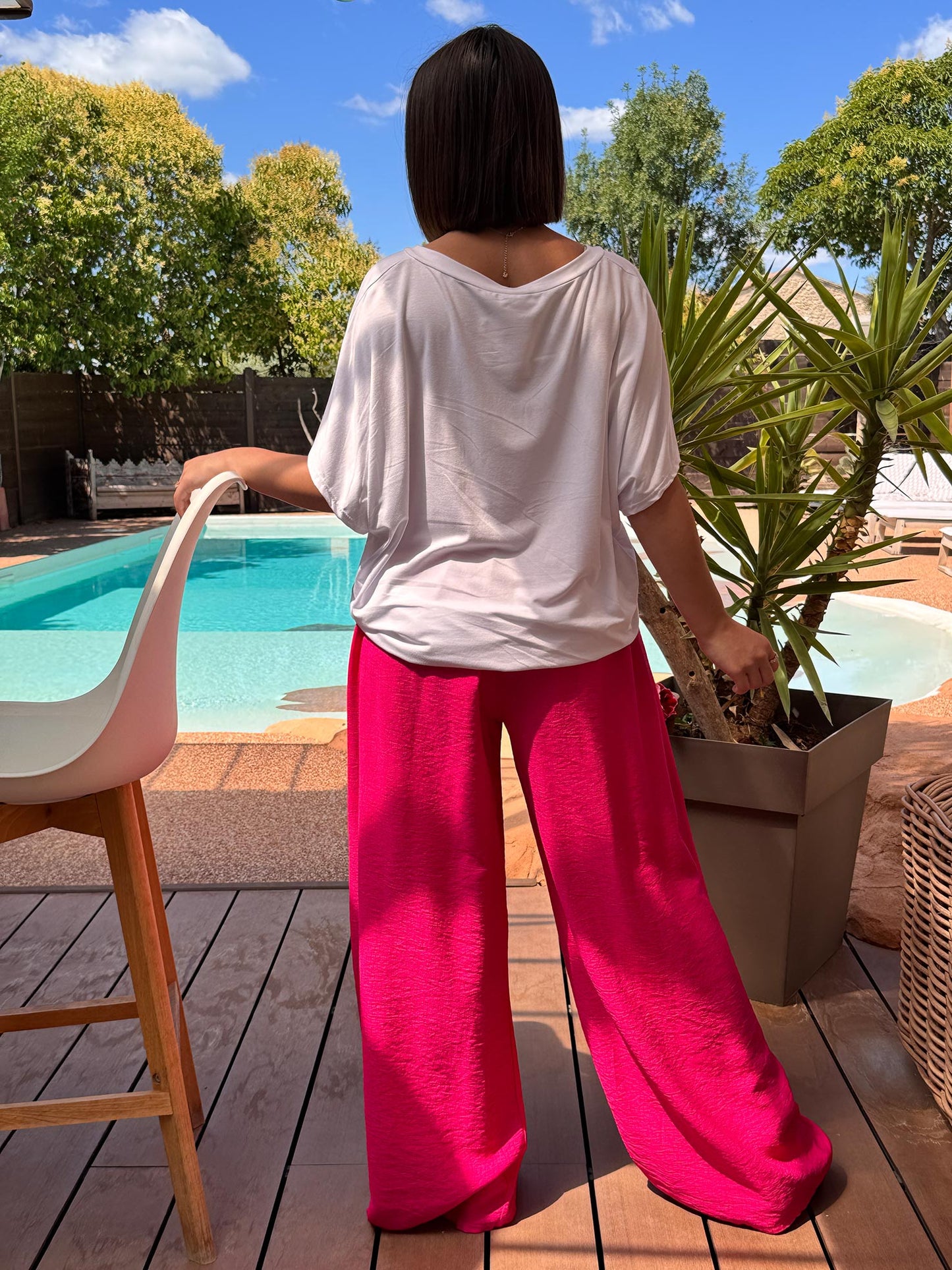HUGO - PANTALON FLUIDE FUCHSIA TAILLE 46/48 A 54