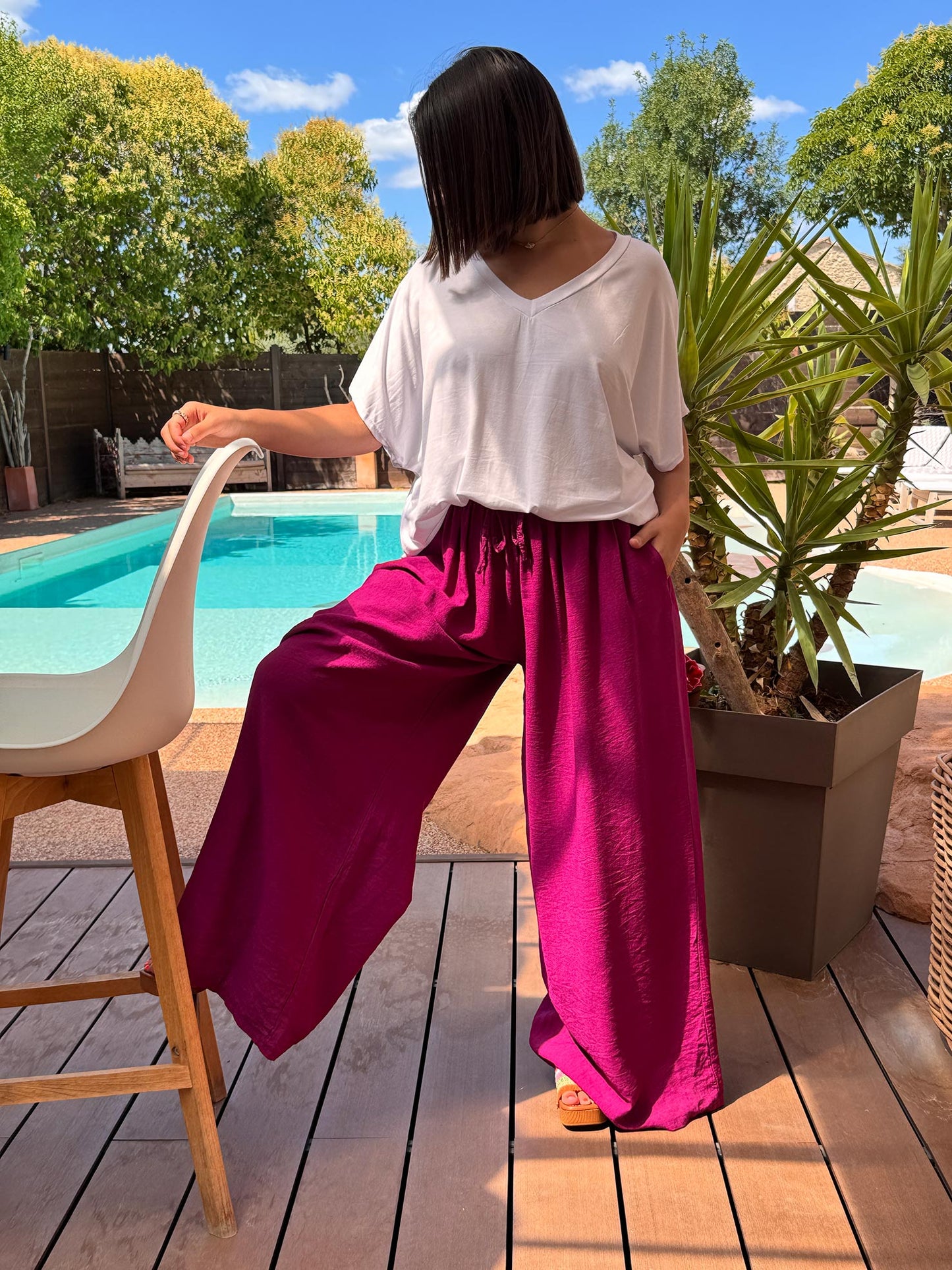 HUGO - PANTALON FLUIDE CYCLAMEN TAILLE 46/48 A 54