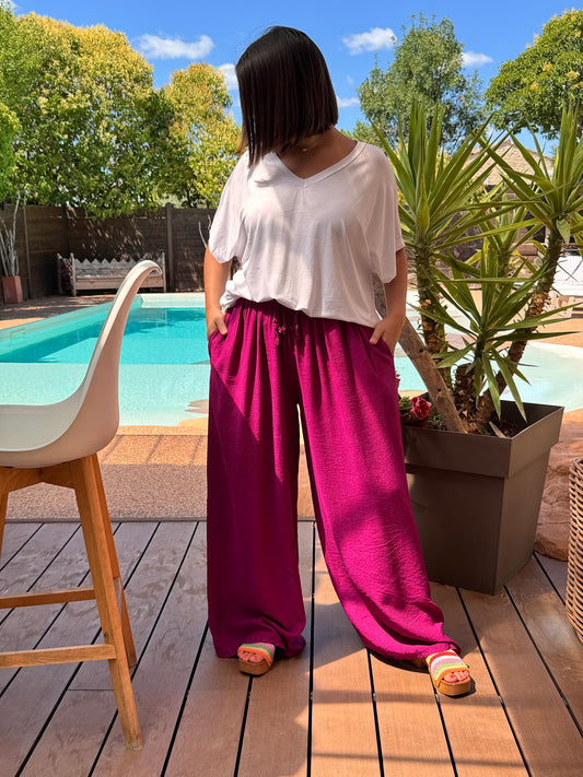 HUGO - PANTALON FLUIDE CYCLAMEN TAILLE 46/48 A 54