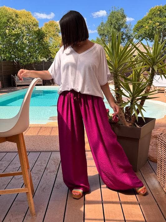 HUGO - PANTALON FLUIDE CYCLAMEN TAILLE 46/48 A 54