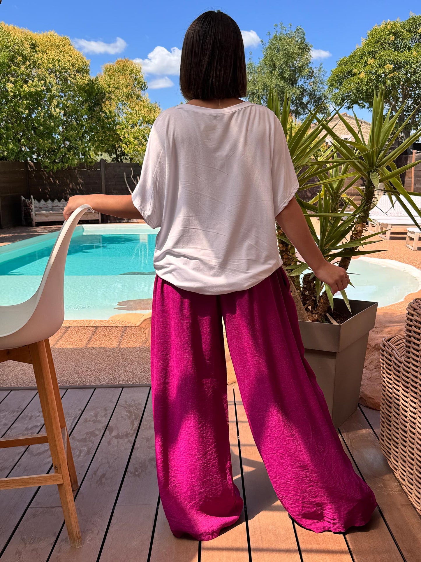 HUGO - PANTALON FLUIDE CYCLAMEN TAILLE 46/48 A 54