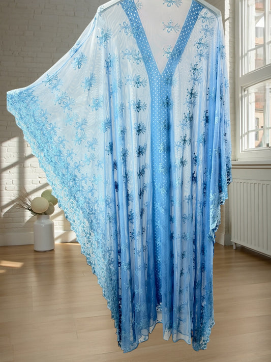 FALBALA - ROBE LONGUE BLEUE EN TULLE JUSQU'A LA TAILLE 60