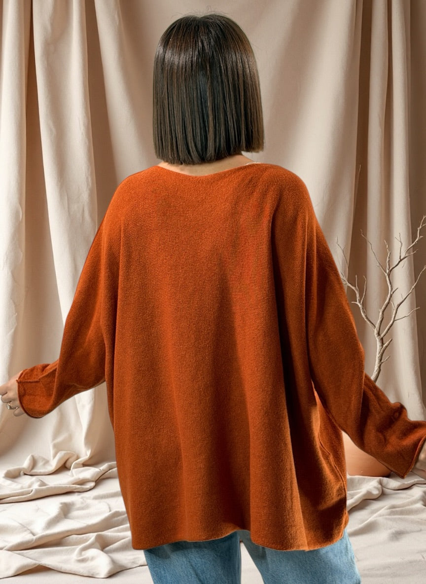 PAOLA - PULL OVERSIZE ROUX JUSQU'A LA TAILLE 54/56