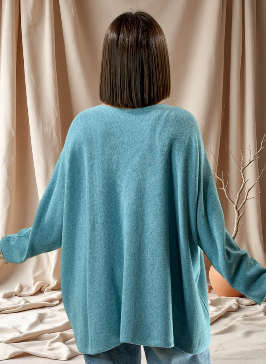 PAOLA - PULL OVERSIZE LAGON JUSQU'A LA TAILLE 54/56