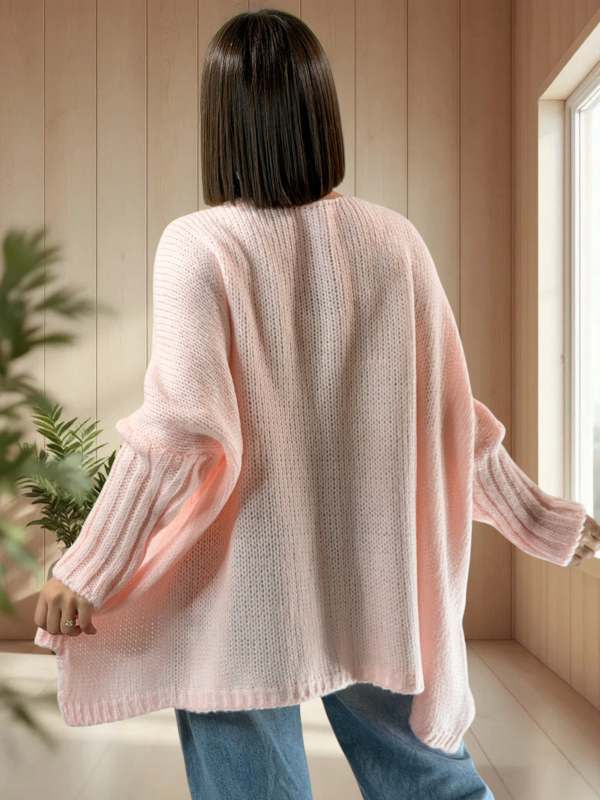 VICTORINE - PULL OVERSIZE ROSE JUSQU'A LA TAILLE 54