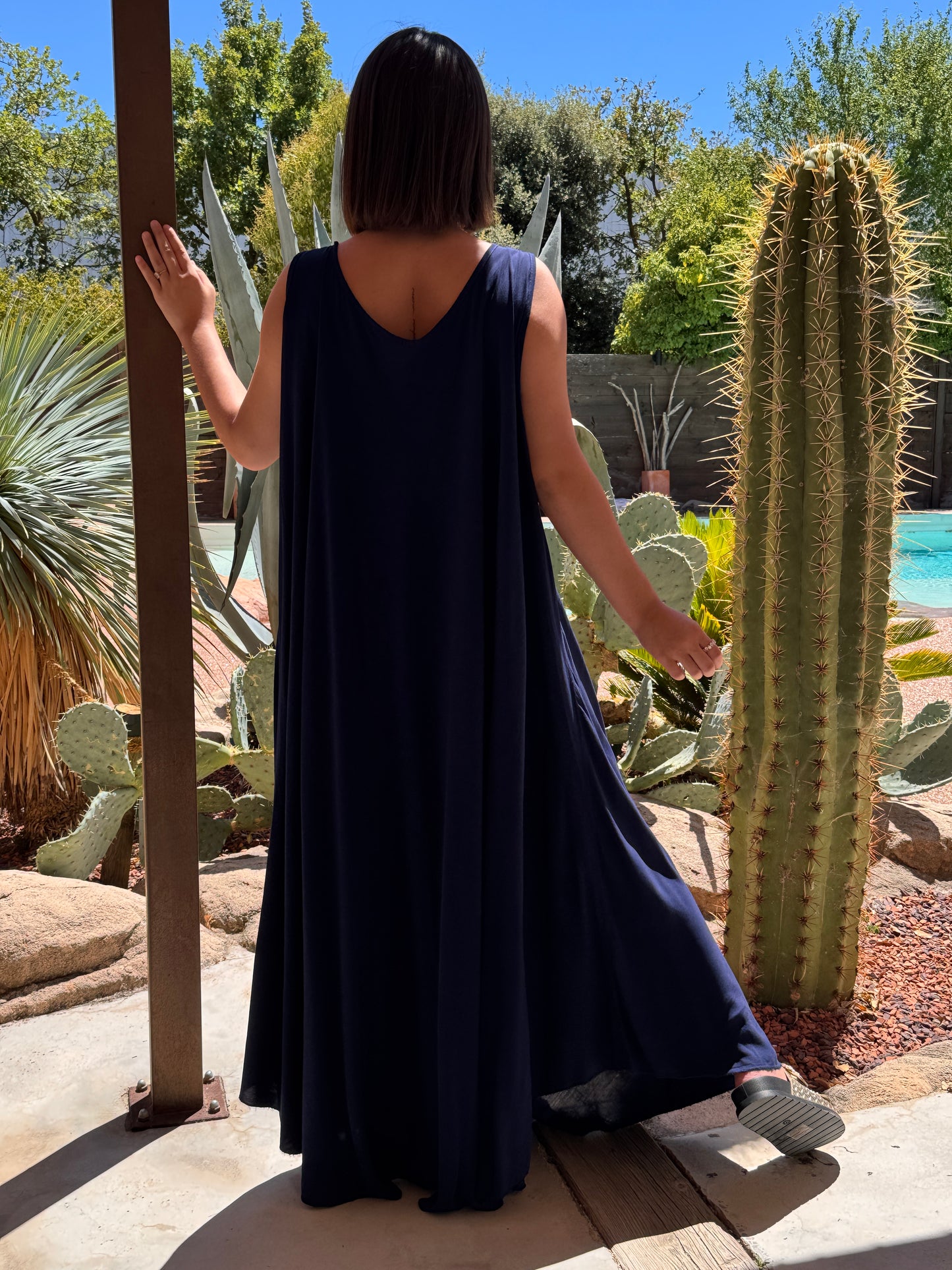 LYLOU - ROBE LONGUE MARINE VISCOSE JUSQU'A LA TAILLE 54