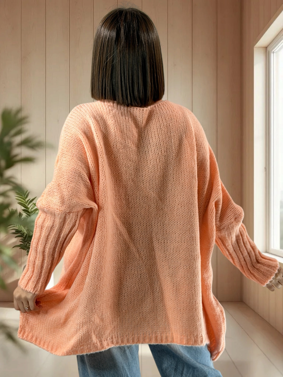 VICTORINE - PULL OVERSIZE ABRICOT JUSQU'A LA TAILLE 54