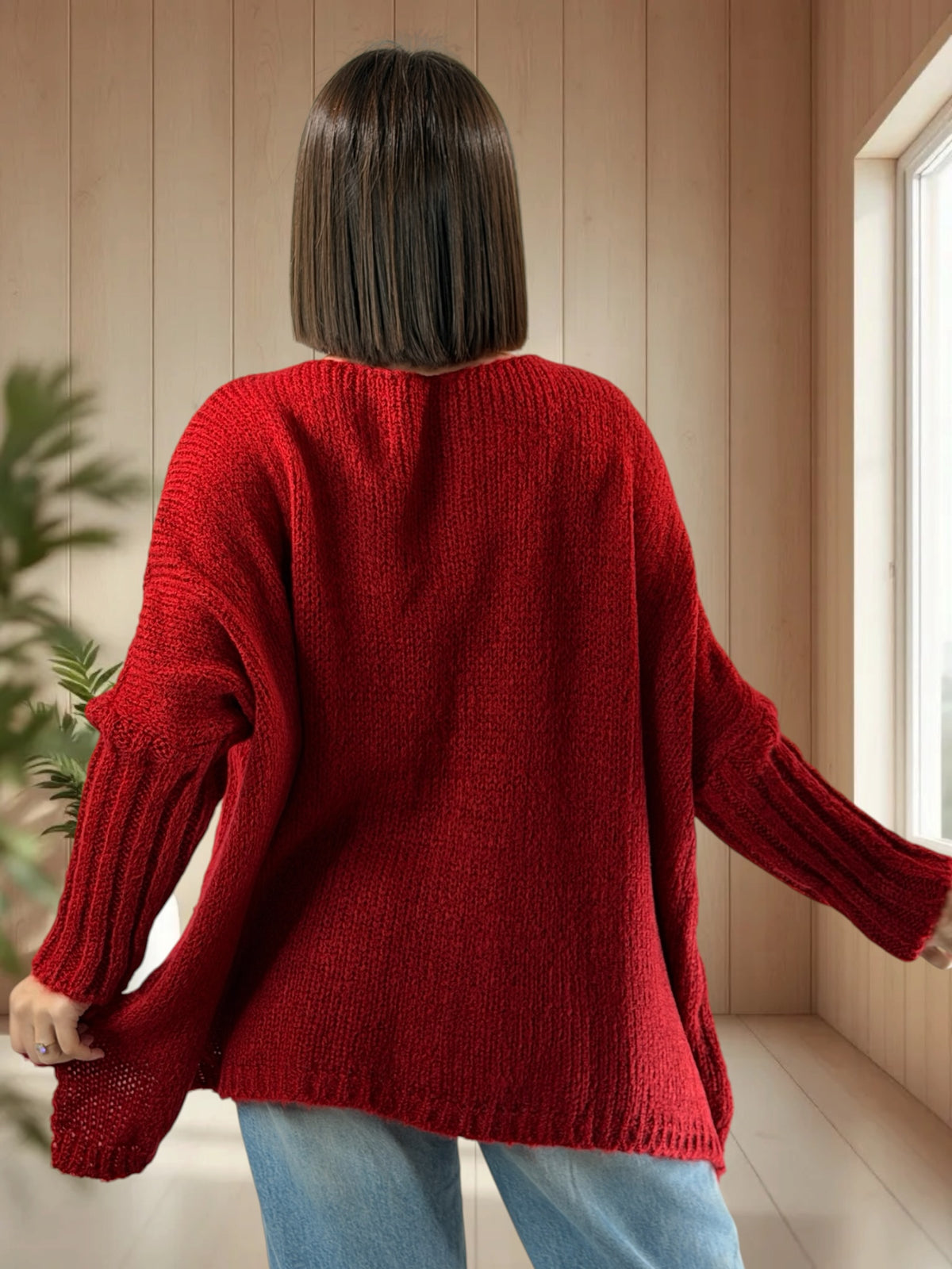 VICTORINE - PULL OVERSIZE ROUGE JUSQU'A LA TAILLE 54