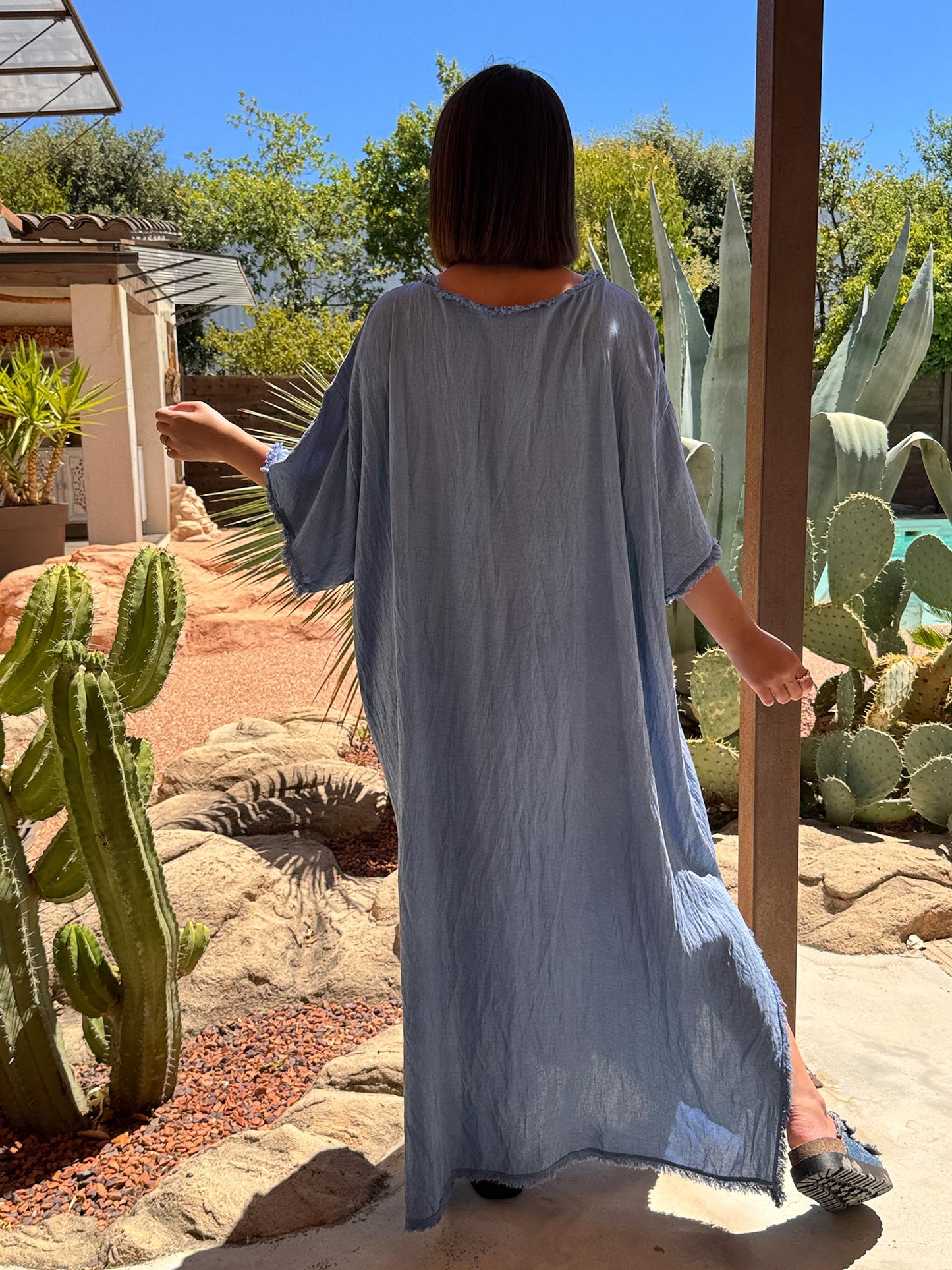 ABBY - ROBE OVERSIZE BLEU 1 POCHE JUSQU'A LA TAILLE 54