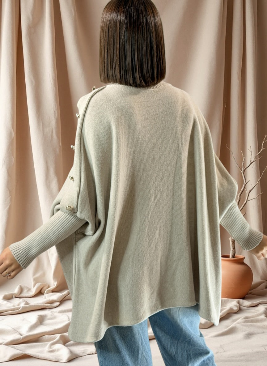 MASSIMO - PULL OVERSIZE BEIGE JUSQU'A LA TAILLE 58