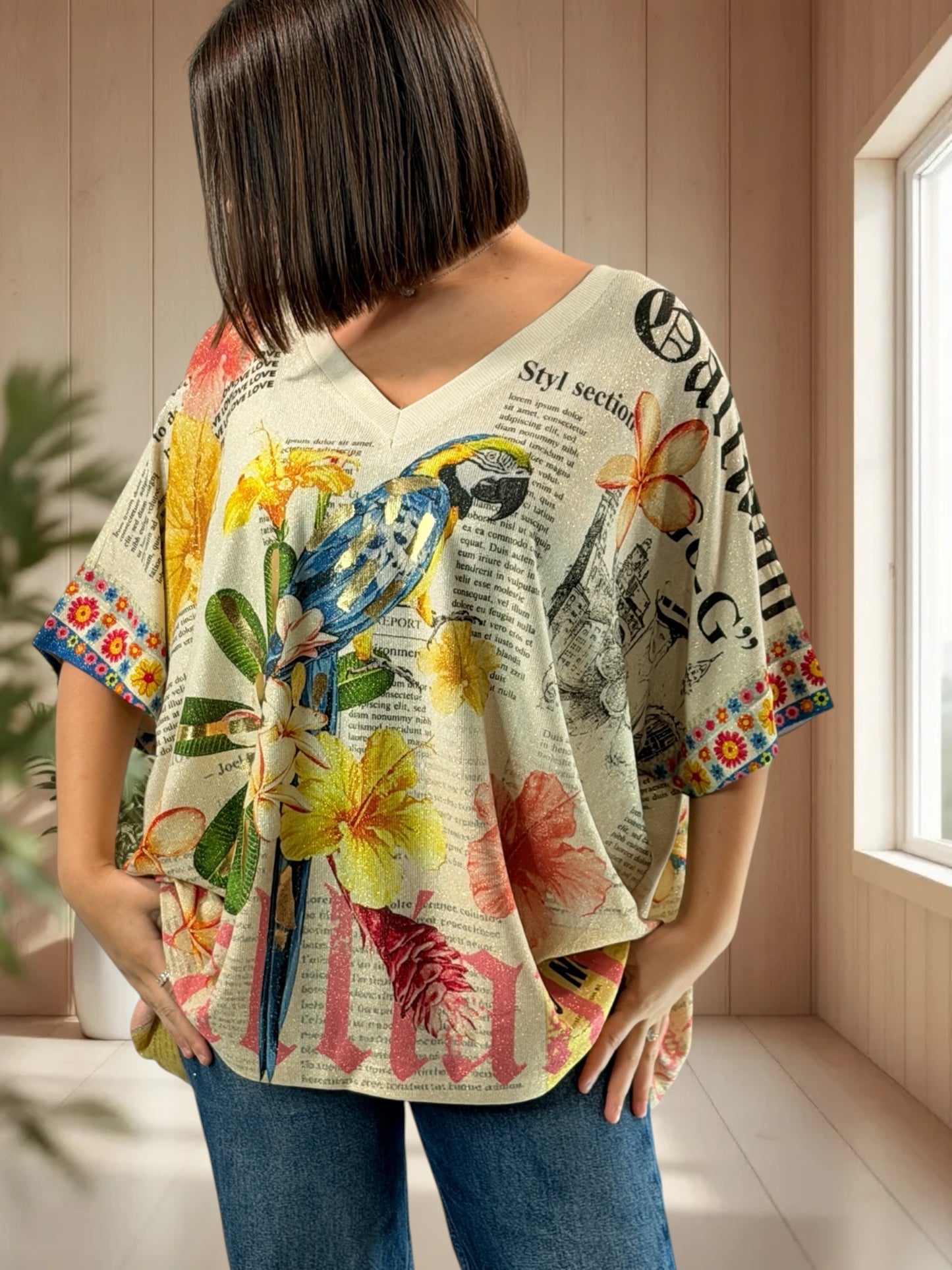 MAGNOLIA - TEE-SHIRT OVERSIZE FLUIDE SCINTILLANT JUSQU'A LA TAILLE 56