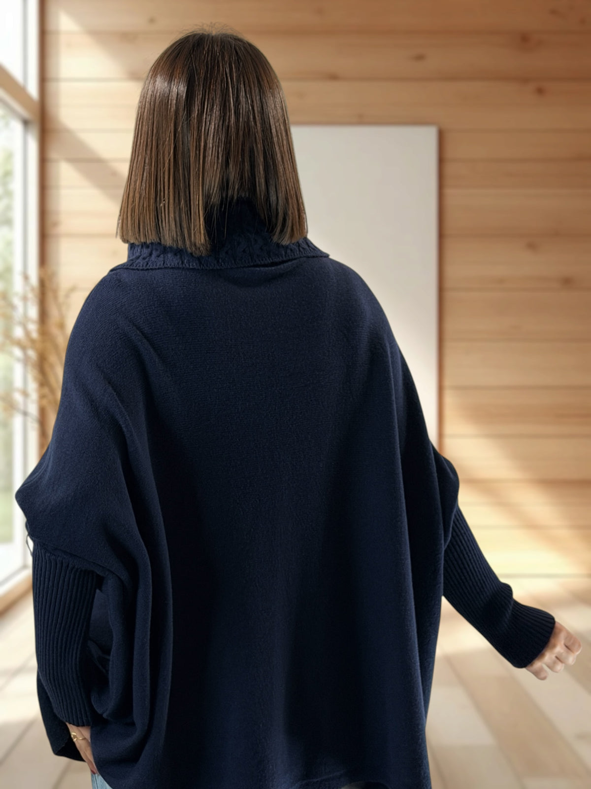 BERLINGOT - PULL OVERSIZE MARINE JUSQU'A LA TAILLE 58