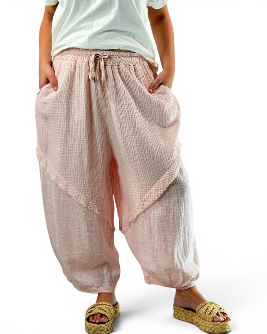 RICARDO - PANTALON BI-MATIERE ROSE JUSQU'A LA TAILLE 52