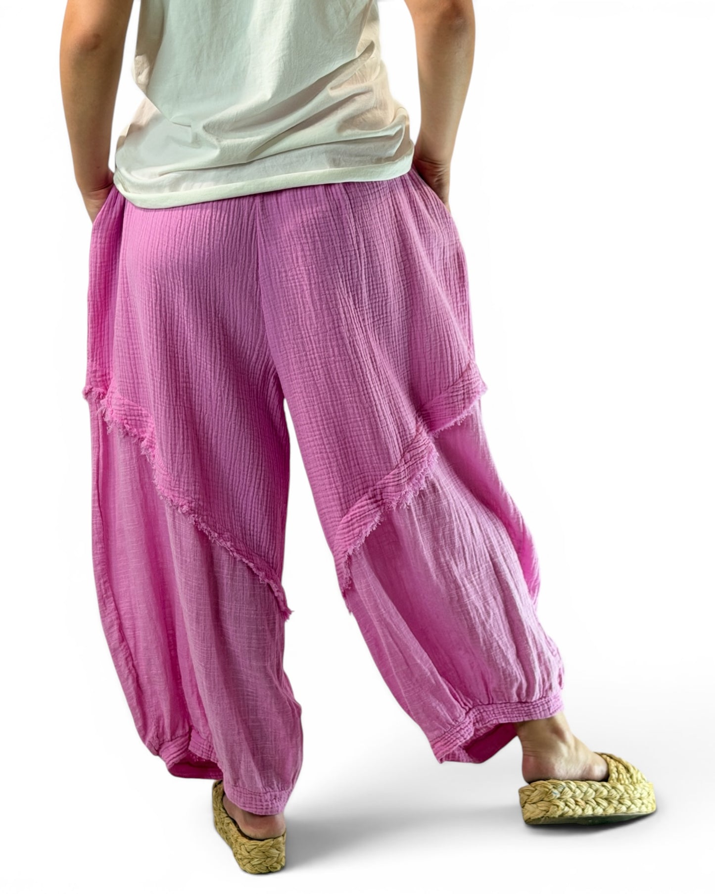 RICARDO - PANTALON BI-MATIERE FUCHSIA JUSQU'A LA TAILLE 52